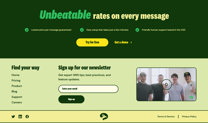Footer section from Textla