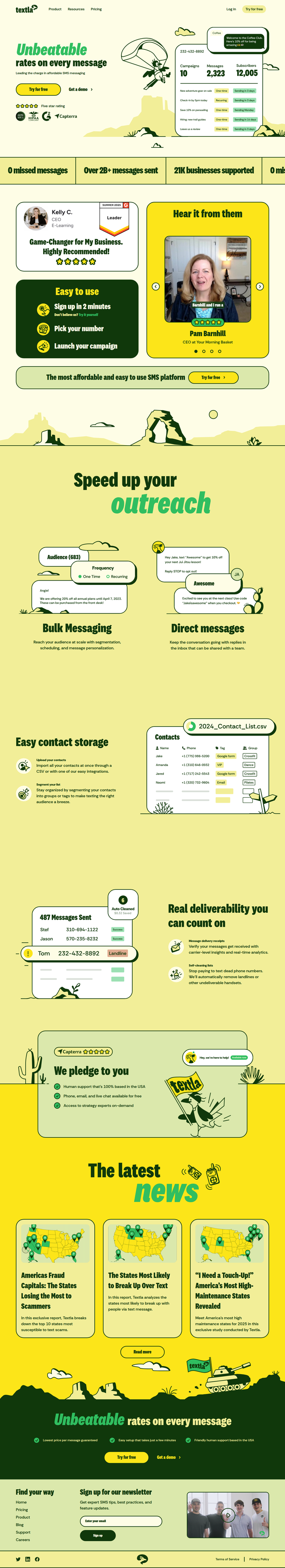 Home page from Textla