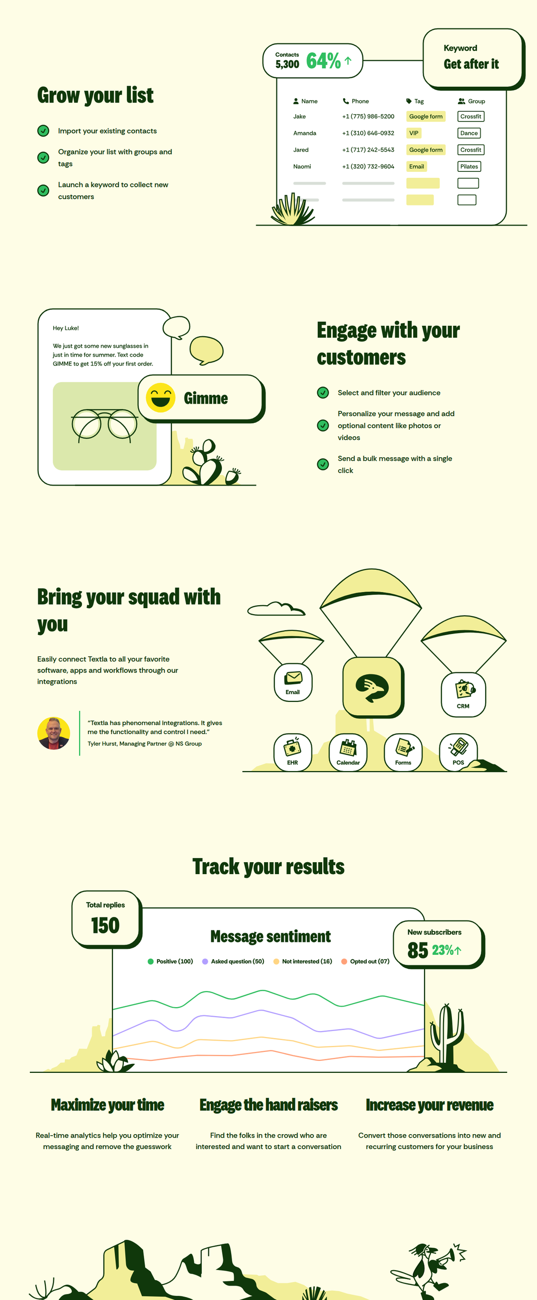 Grow Your List section from Textla
