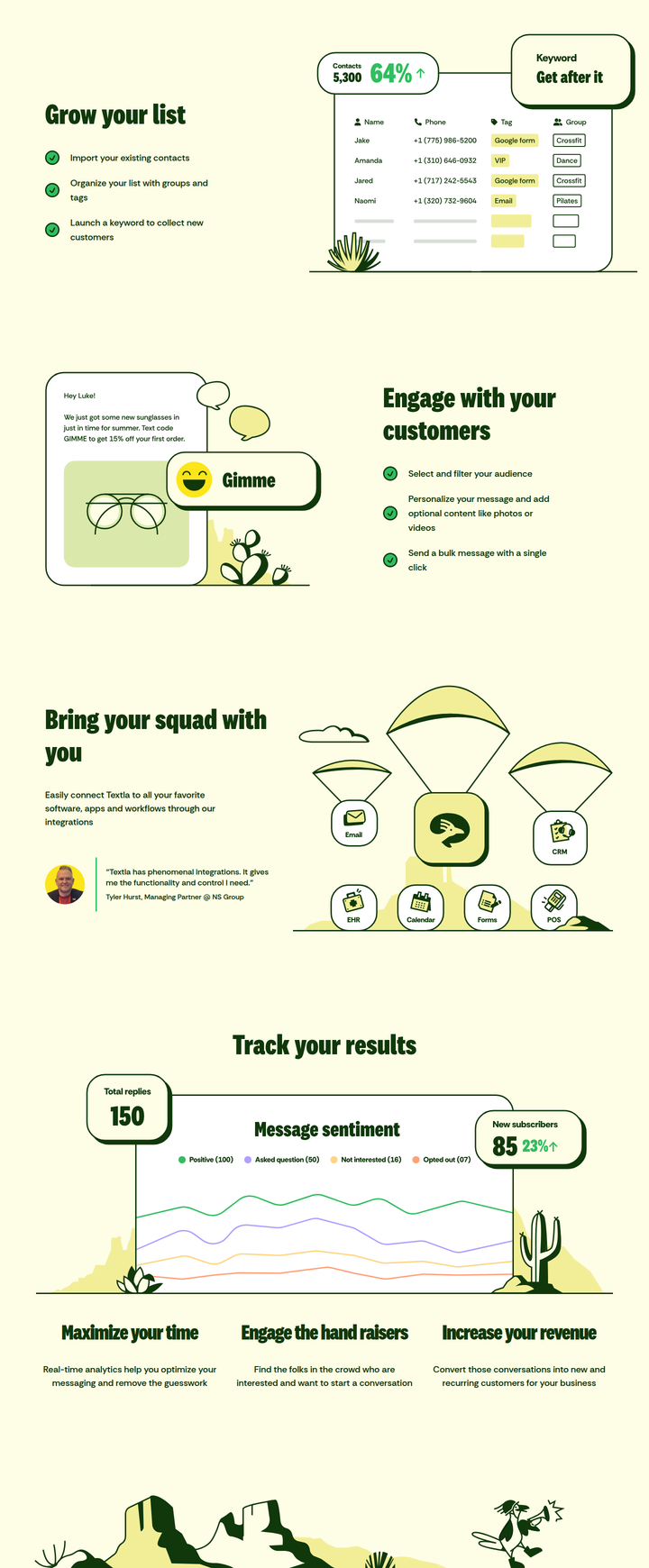 Grow Your List section from Textla