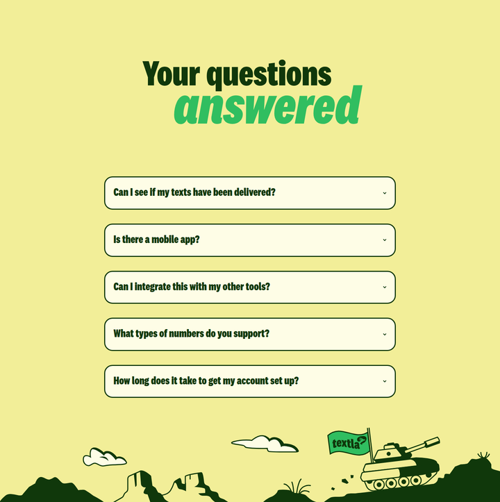 Your Questions Answered section from Textla