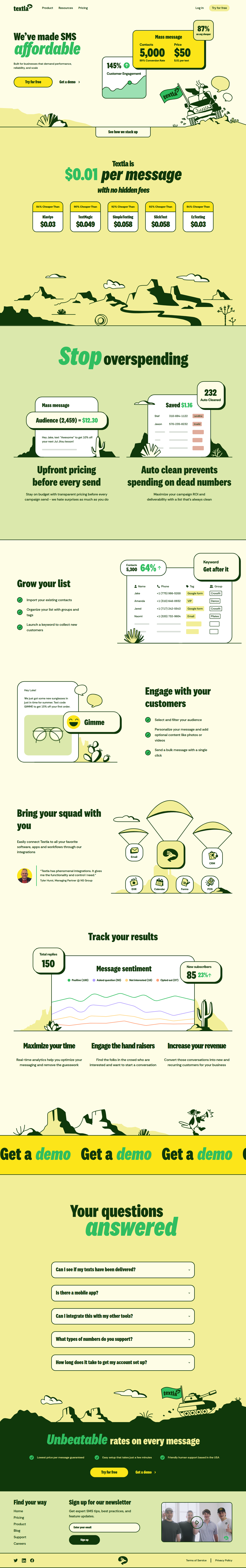 Product page of Textla