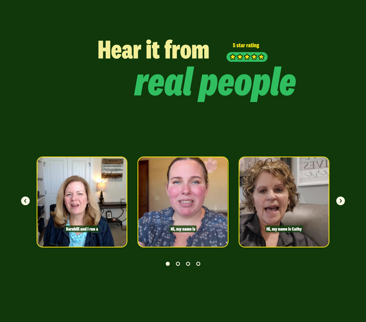 Hear It from Real People section from Textla