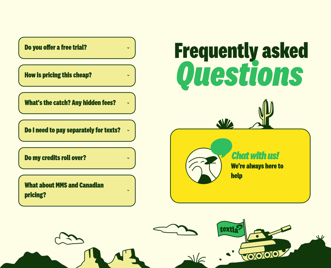 Frequently Asked Questions section from Textla