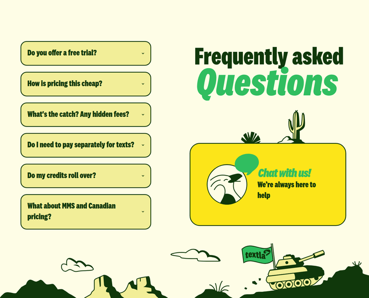 Frequently Asked Questions section from Textla