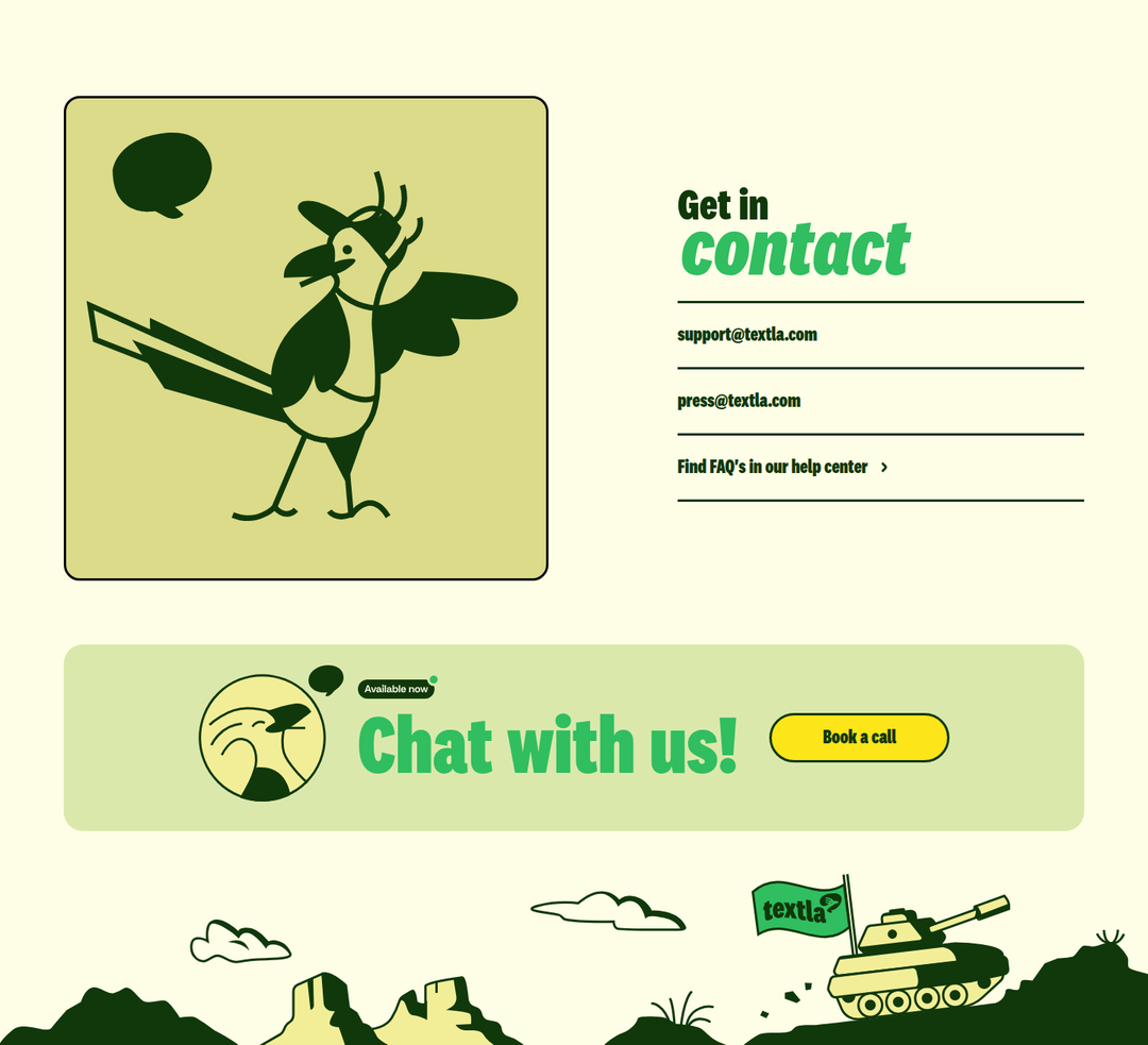 Get in Contact section from Textla