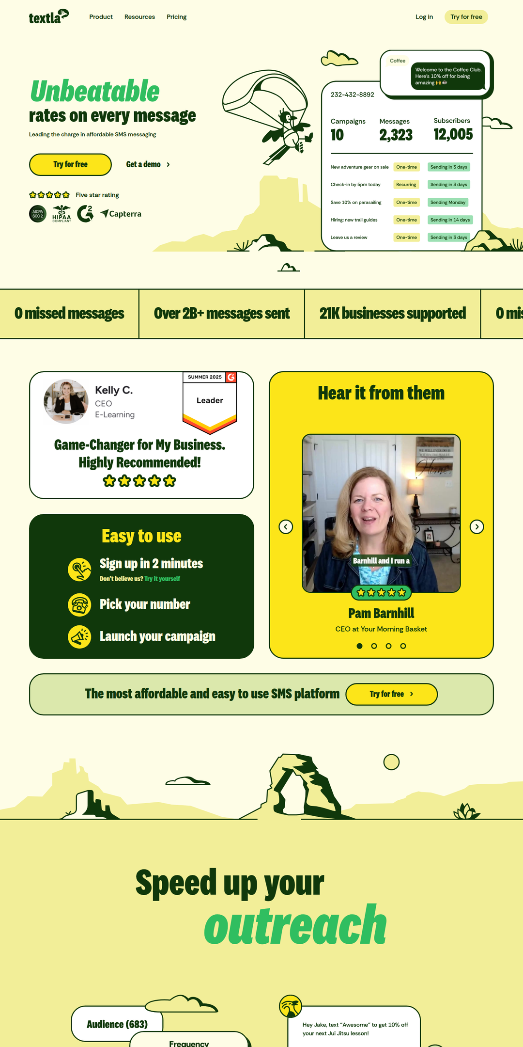 Home page of the Textla website