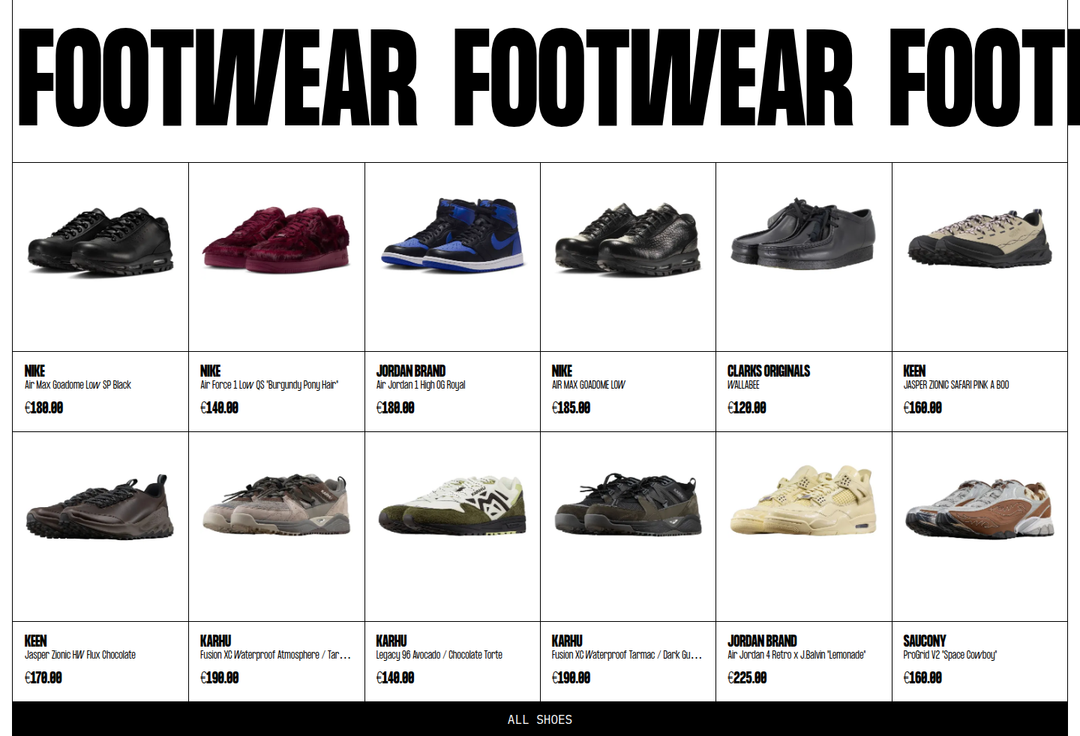 Footwear section from Shoez Gallery