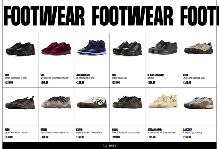 Footwear section from Shoez Gallery