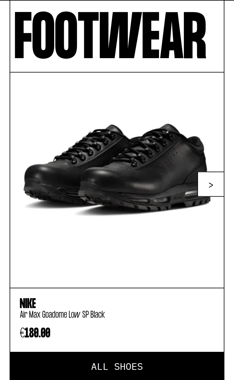 Footwear section from Shoez Gallery, on a phone