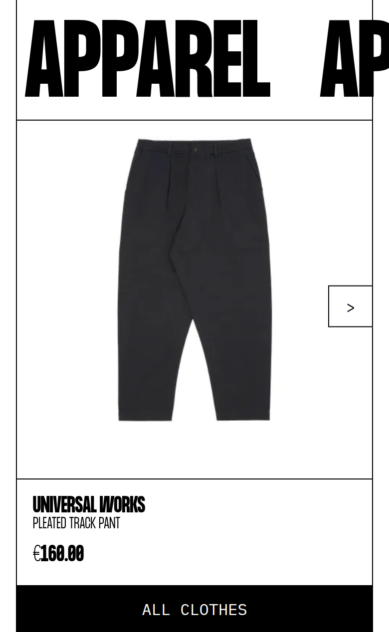 Apparel section from Shoez Gallery, on a phone
