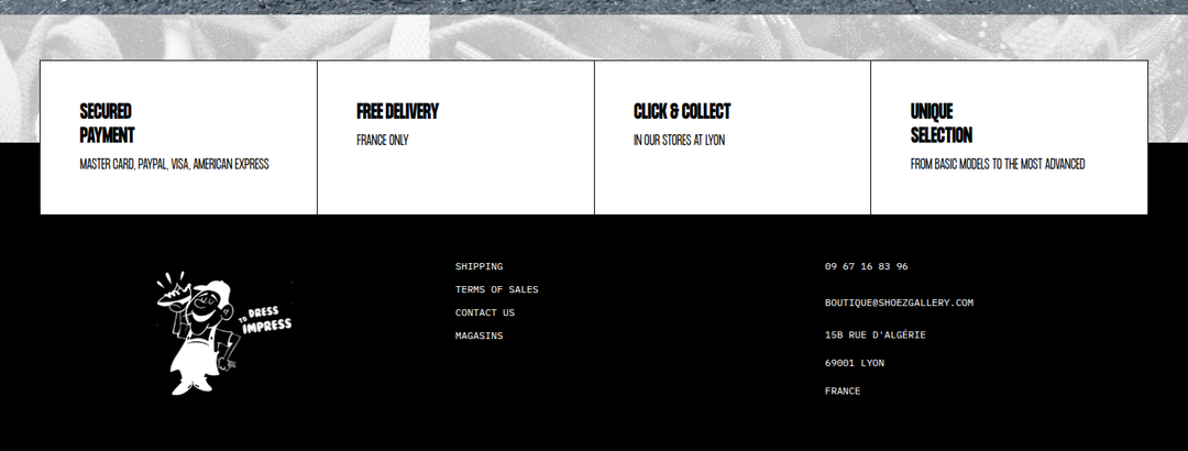Footer section from Shoez Gallery