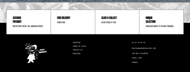Footer section from Shoez Gallery