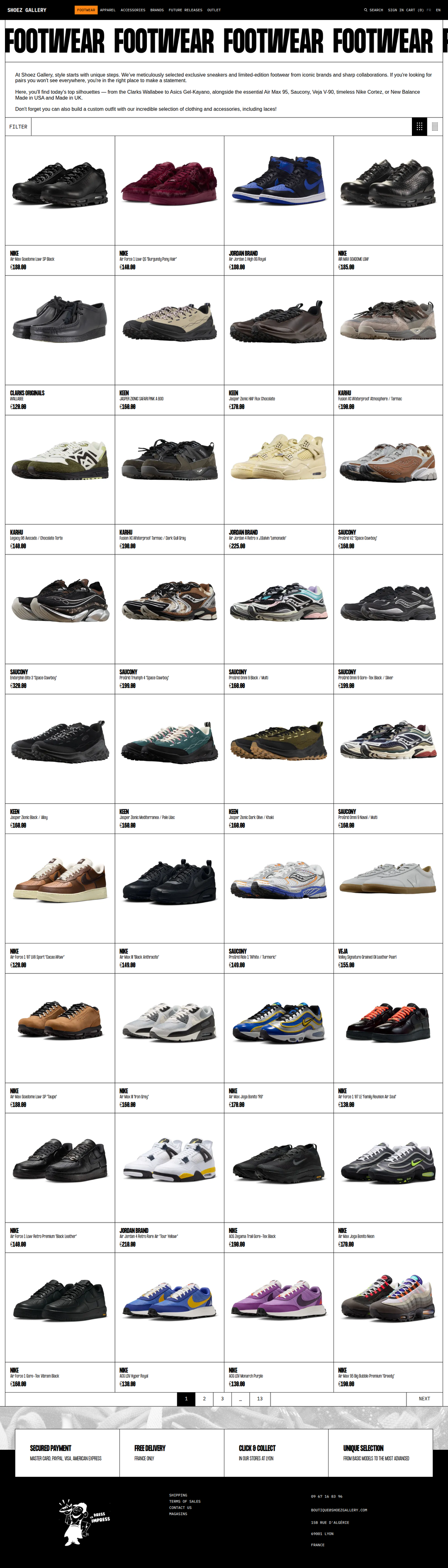 Footwear page of Shoez Gallery