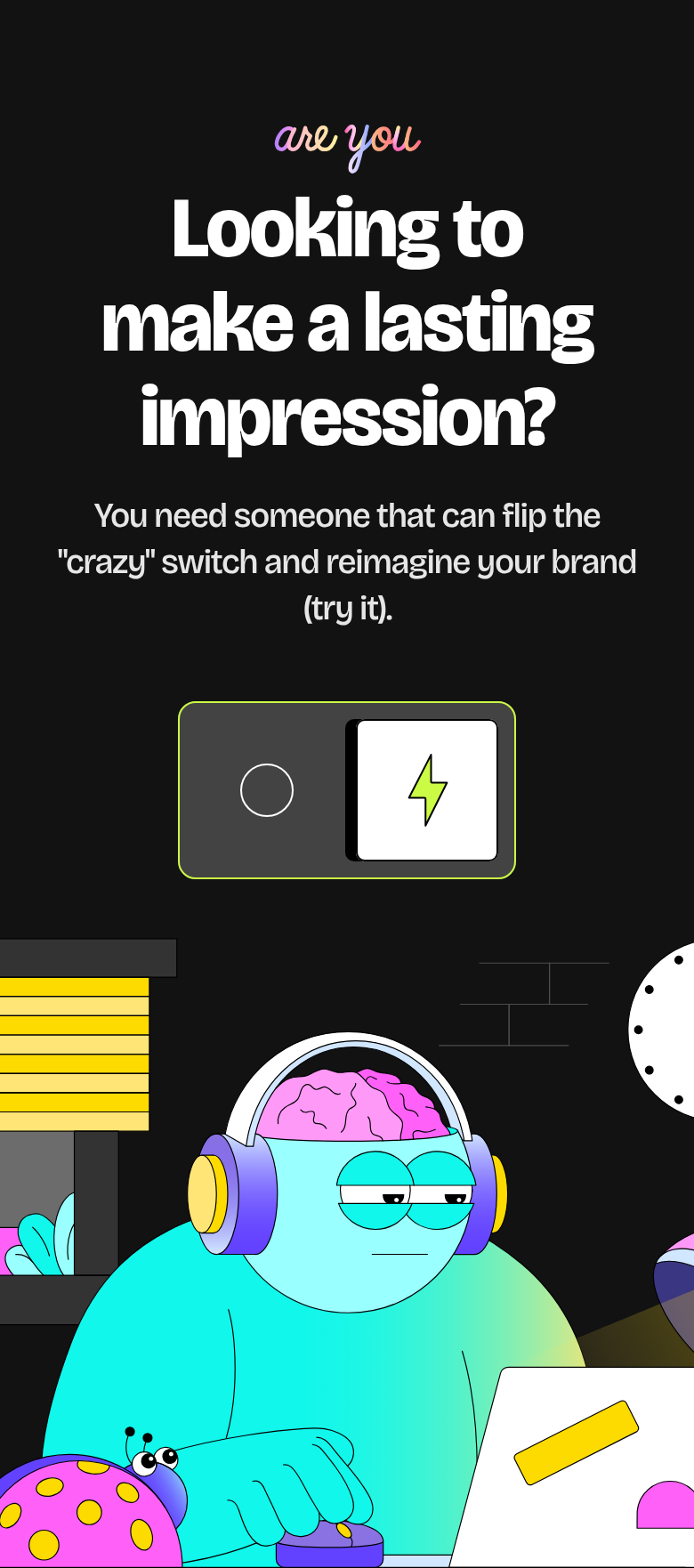 Looking to Make a Lasting Impression section from Crazy Creative, on a phone