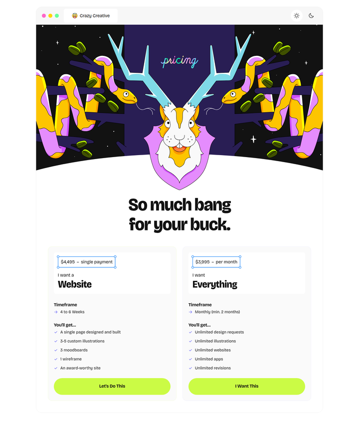 So Much Bang for Your Buck section from Crazy Creative