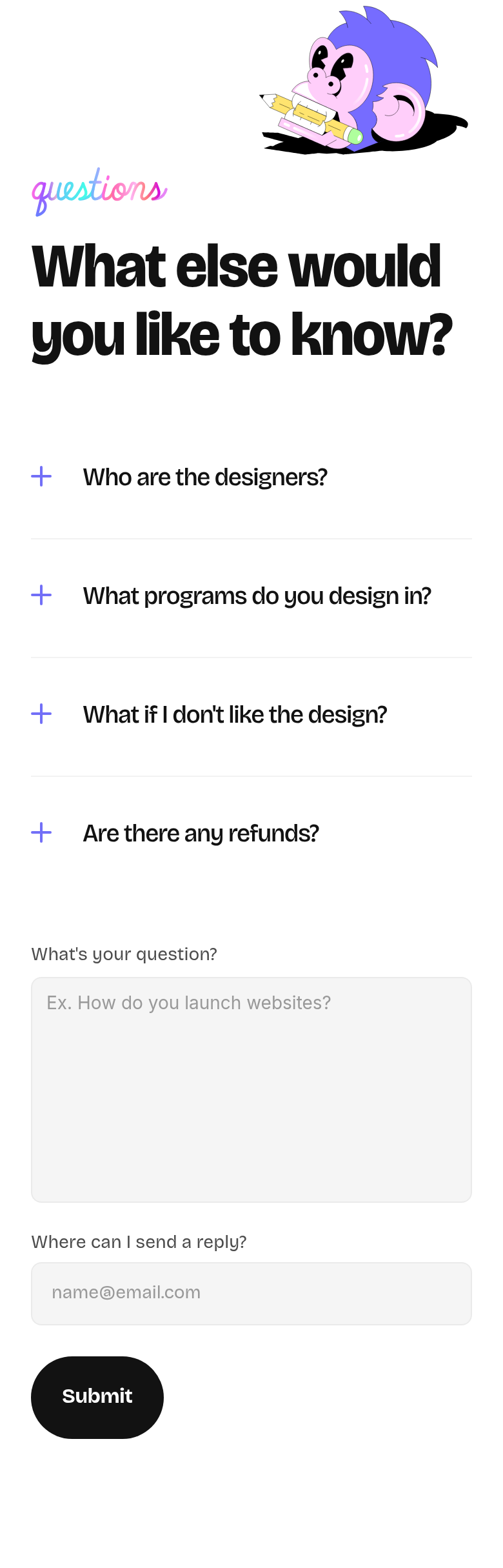 What Else Would You Like to Know section from Crazy Creative, on a phone