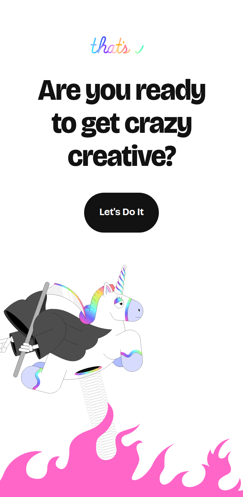 Are You Ready to Get Crazy Creative section from Crazy Creative, on a phone