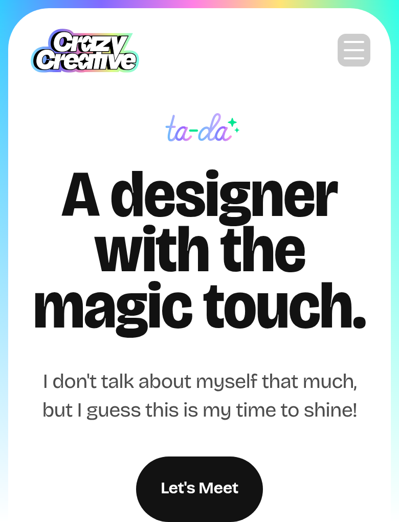 A Designer With the Magic Touch section from Crazy Creative, on a phone