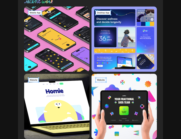 Recent Work section from Crazy Creative