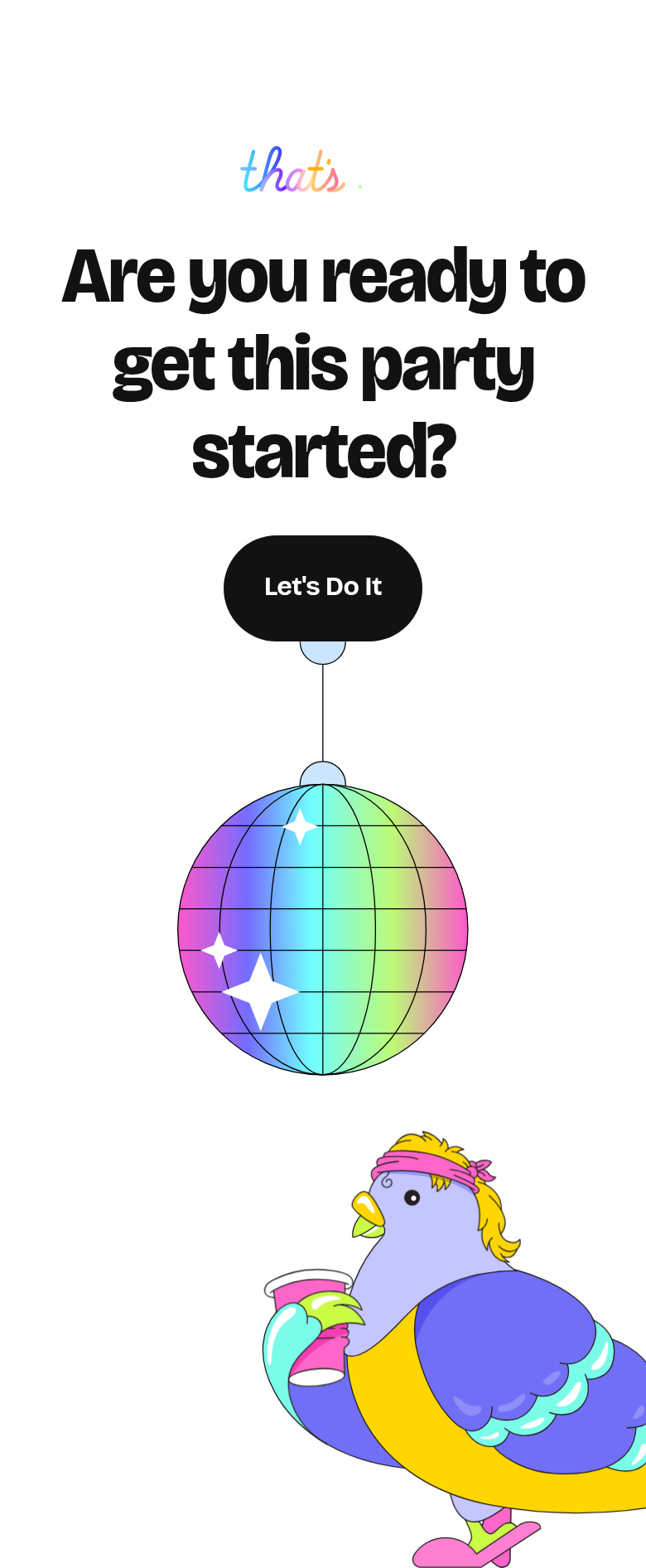 Are You Ready to Get This Party Started section from Crazy Creative, on a phone