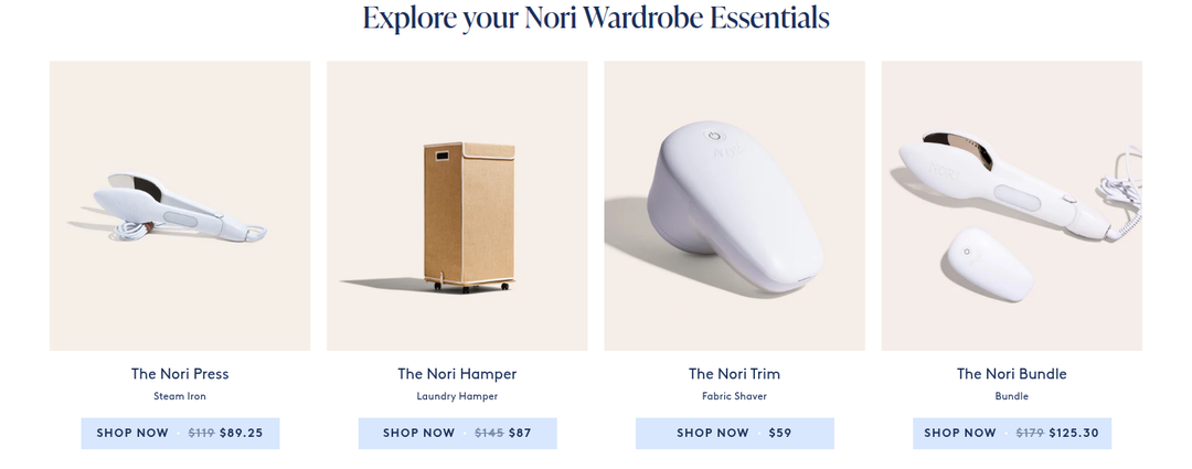 Explore Your Nori Wardrobe Essentials section from Nori
