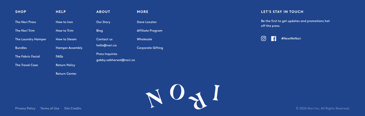 Footer section from Nori