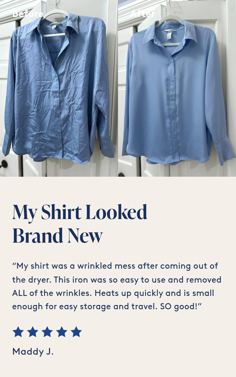 My Shirt Looked Brand New section from Nori, on a phone