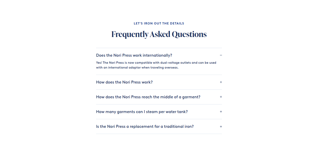 Frequently Asked Questions section from Nori