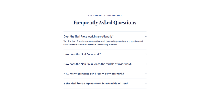 Frequently Asked Questions section from Nori