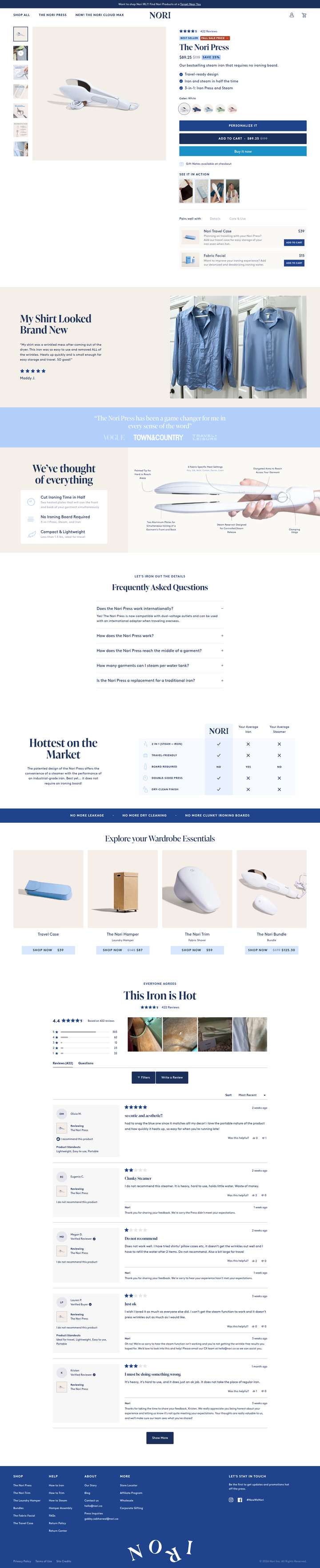 The Nori Press page from Nori