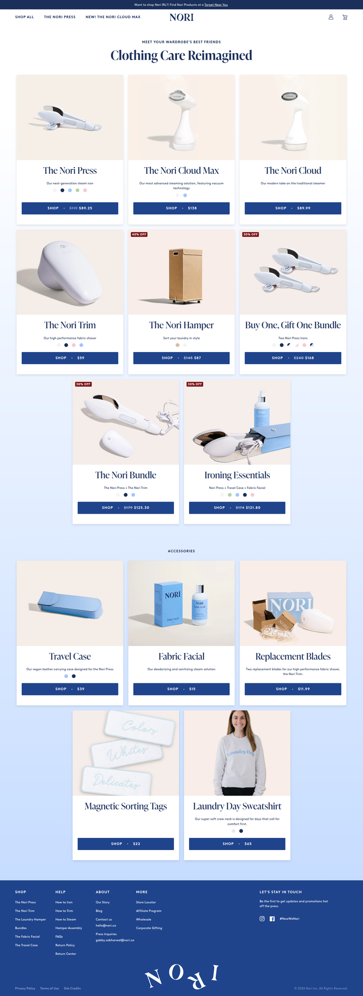 Shop All page from Nori