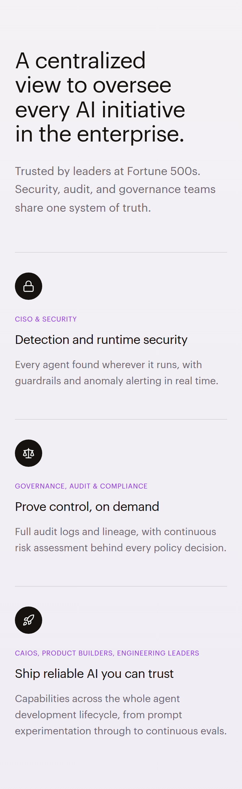 Capabilities section from Arthur AI, on a phone