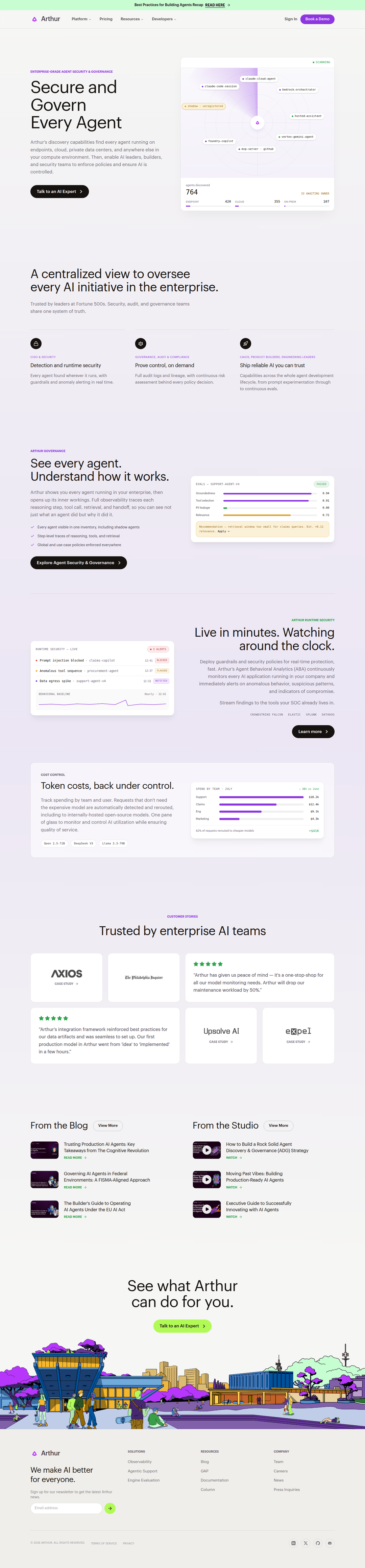 Home page of Arthur AI