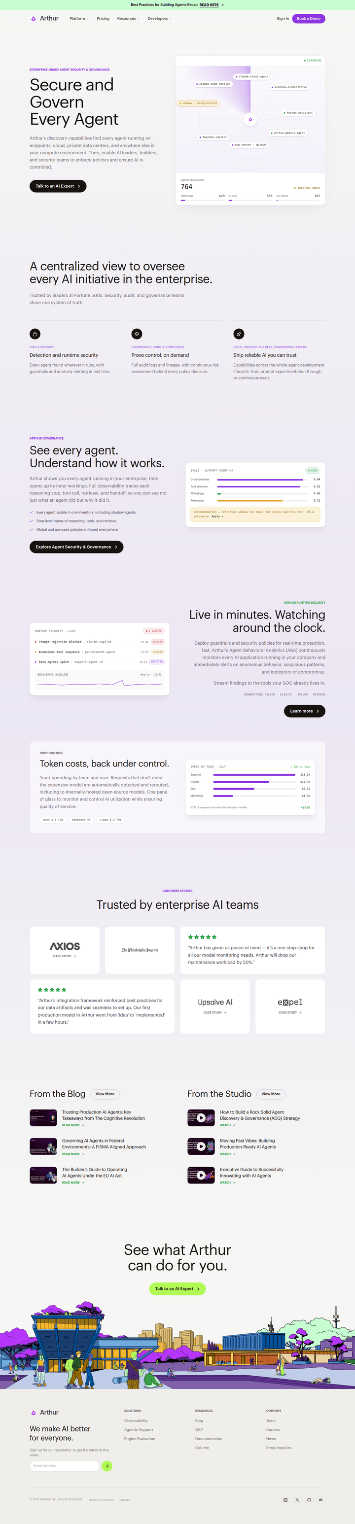 Home page from Arthur AI