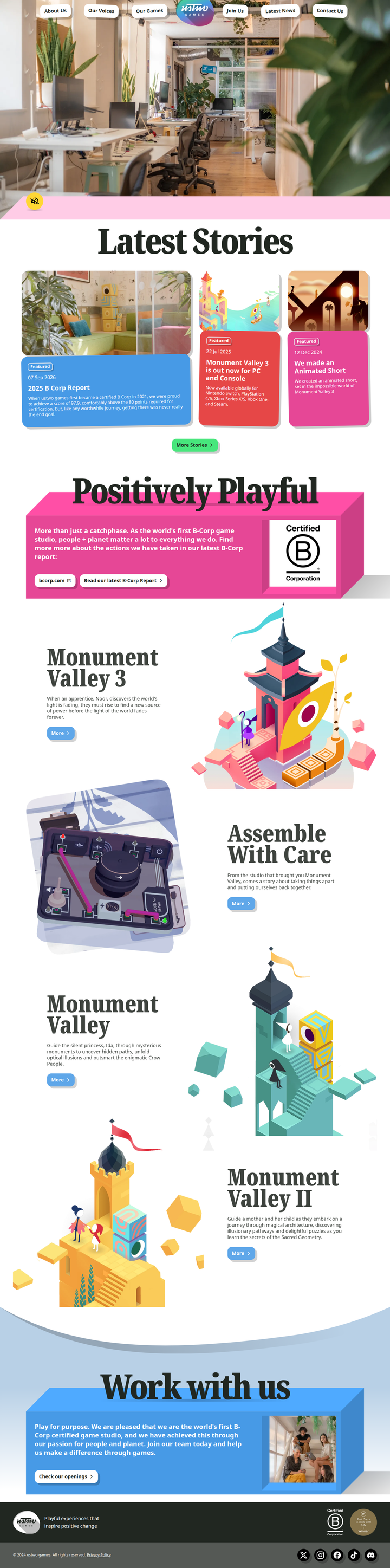 Home page from ustwo games