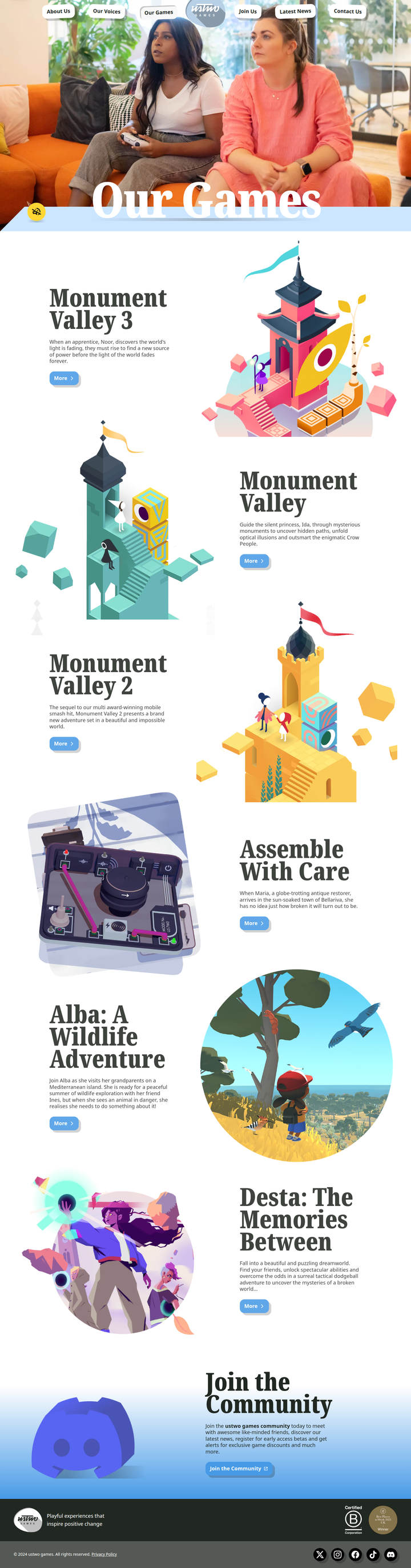 Our Games page from ustwo games