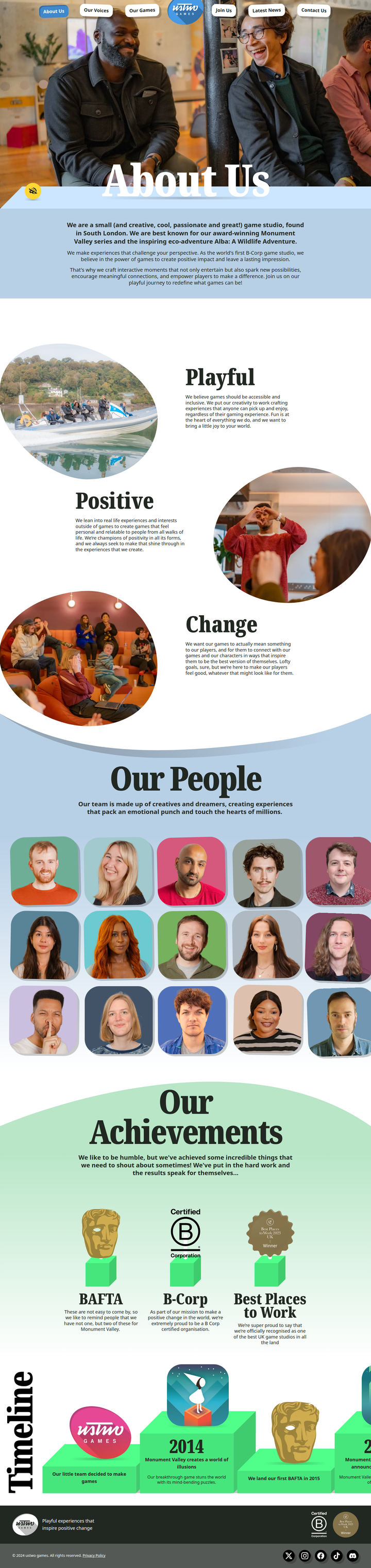 About Us page from ustwo games