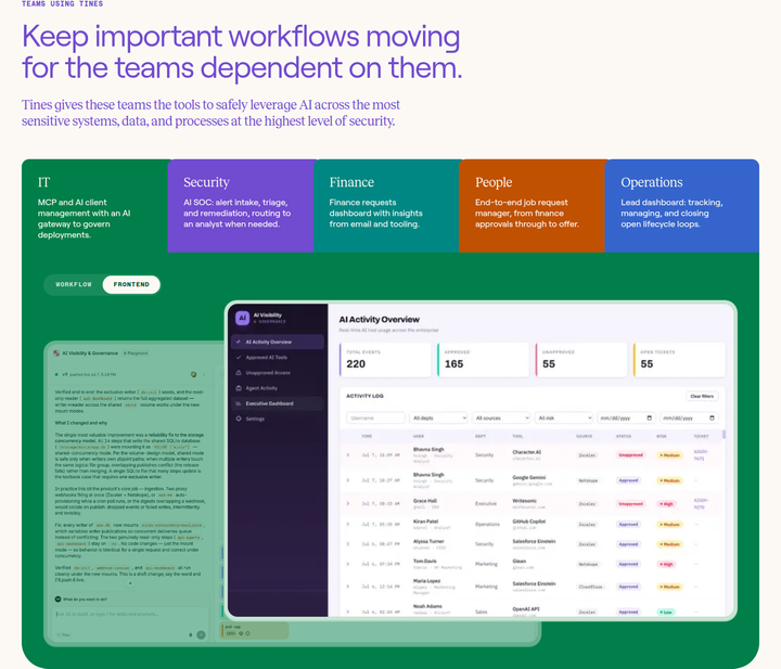 Keep Important Workflows Moving section from Tines