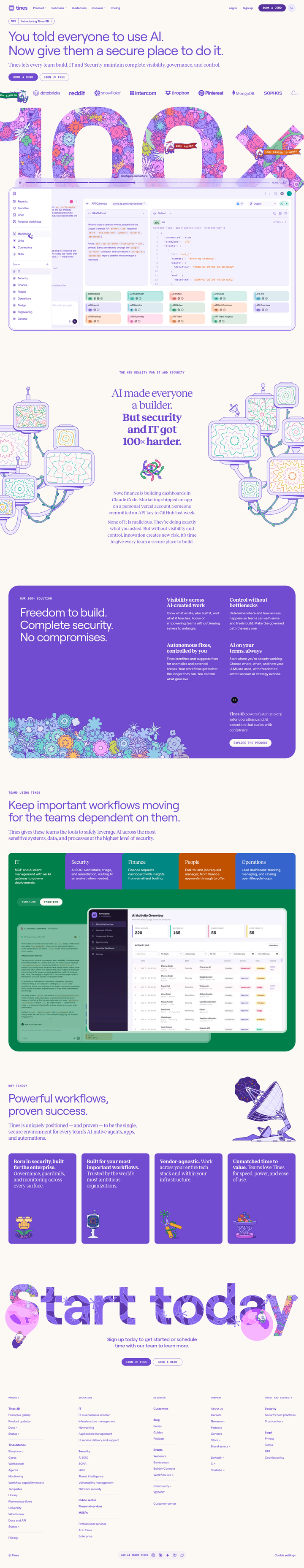 Home page from Tines