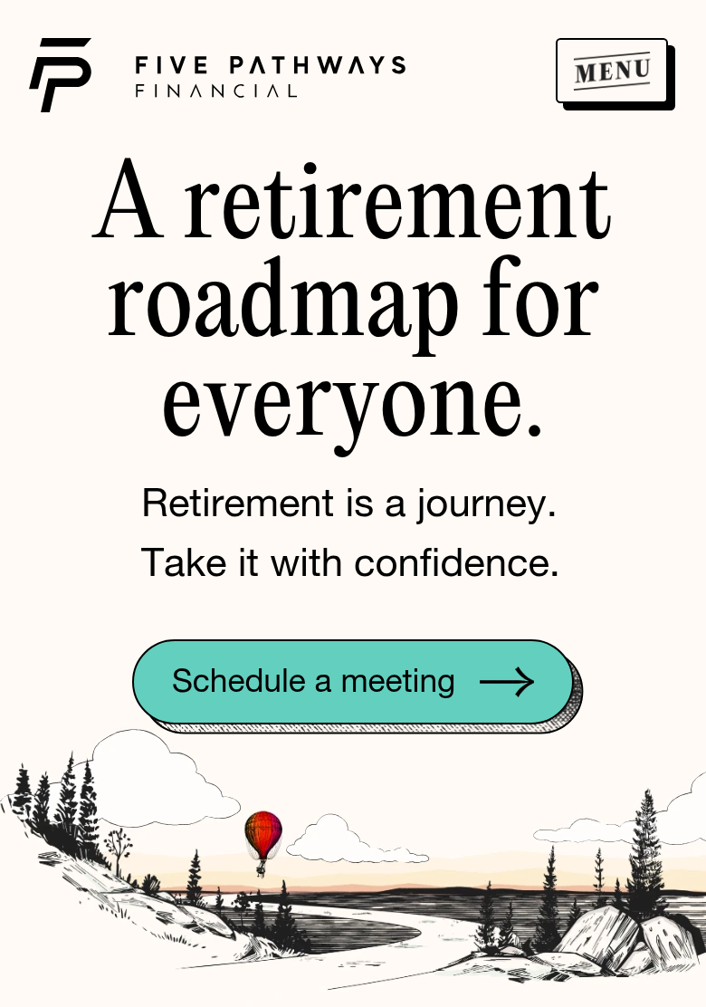 A Retirement Roadmap for Everyone section from Five Pathways Financial, on a phone
