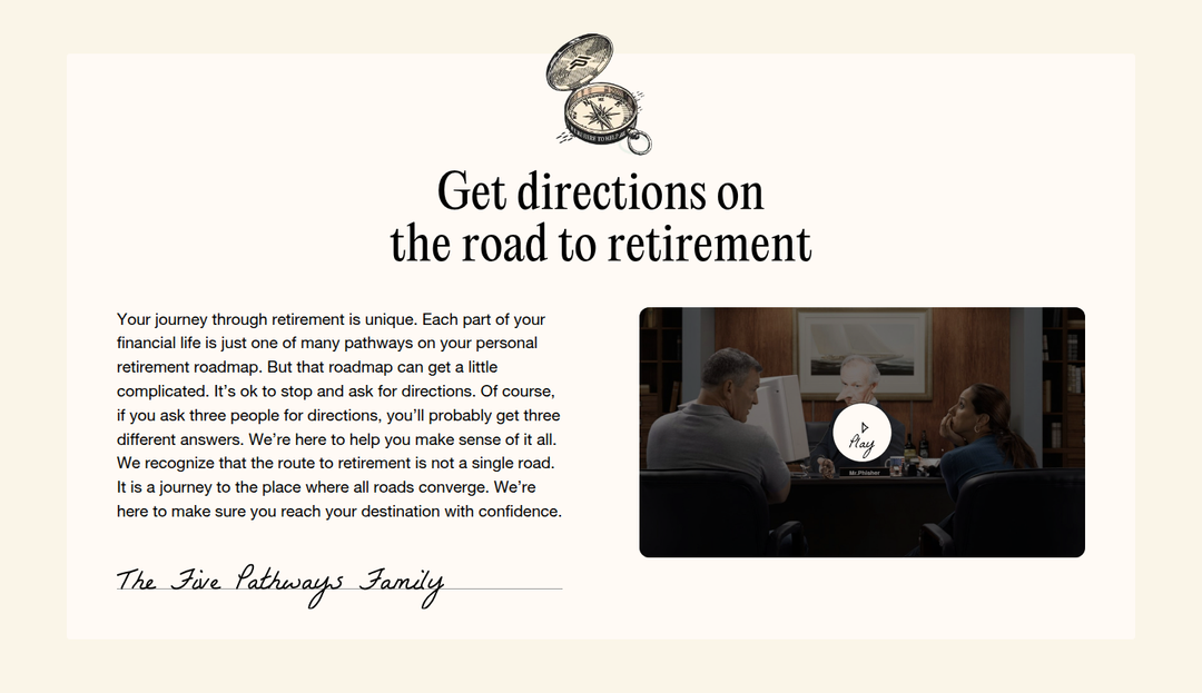 Get Directions on the Road to Retirement section from Five Pathways Financial