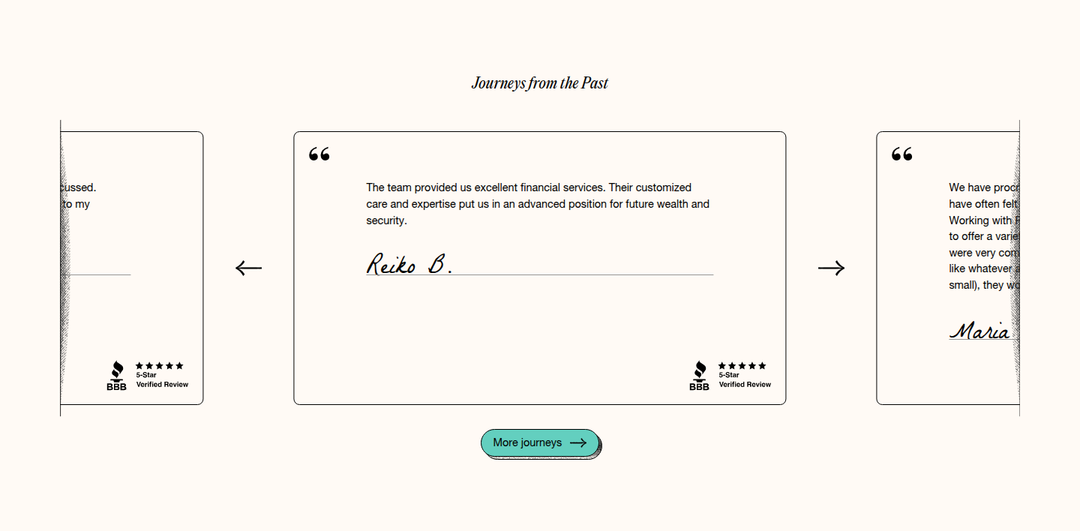 Journeys from the Past section from Five Pathways Financial