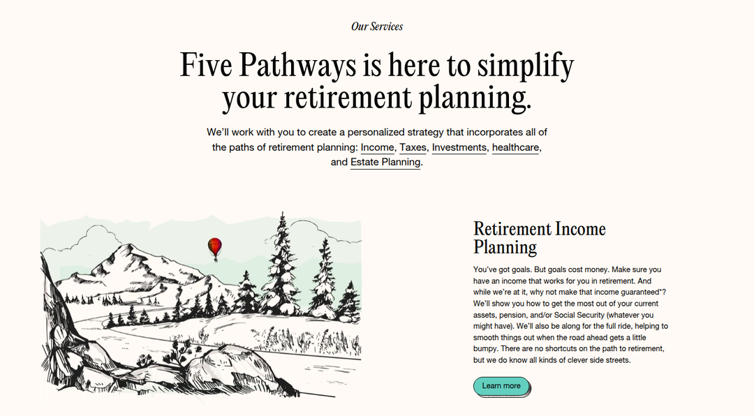 Our Services section from Five Pathways Financial