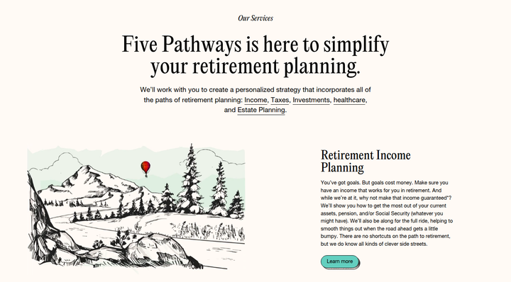 Our Services section from Five Pathways Financial