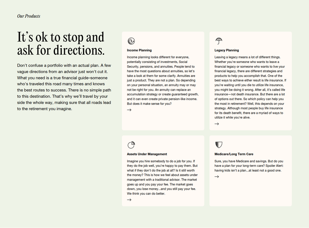 It's OK to Stop and Ask for Directions section from Five Pathways Financial