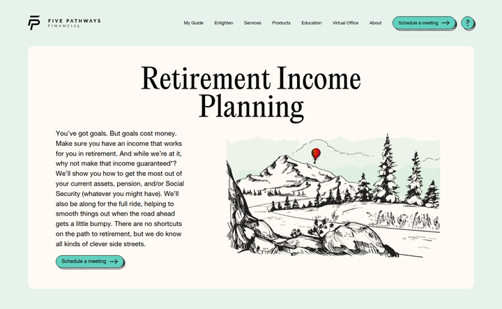Retirement Income Planning section from Five Pathways Financial