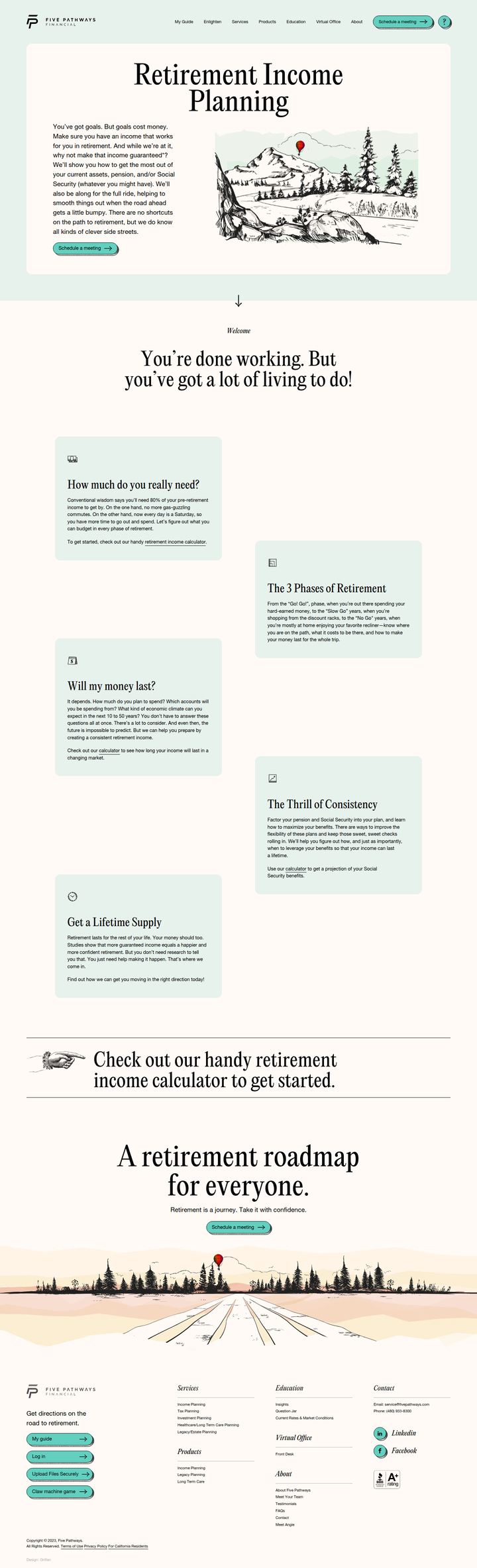 Retirement Income Planning page from Five Pathways Financial
