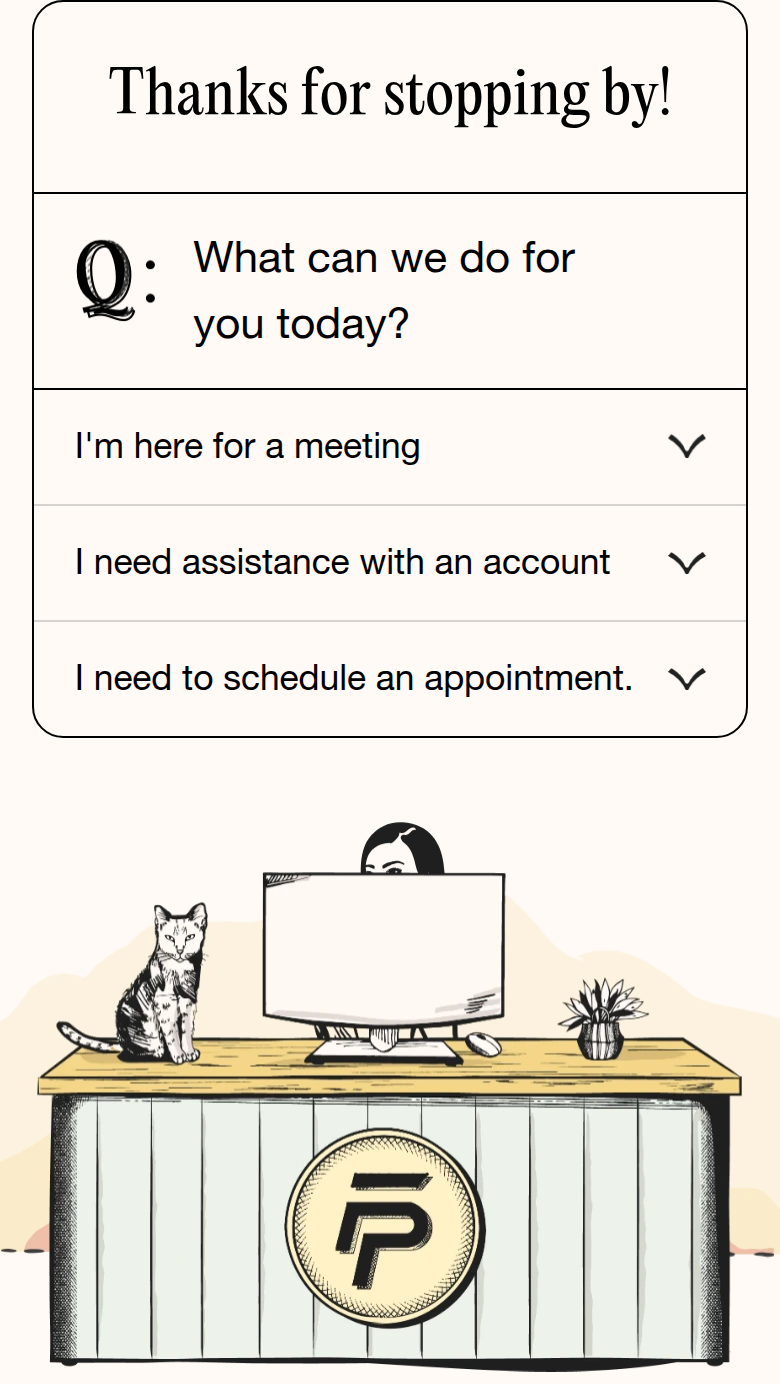Thanks for Stopping By section from Five Pathways Financial, on a phone