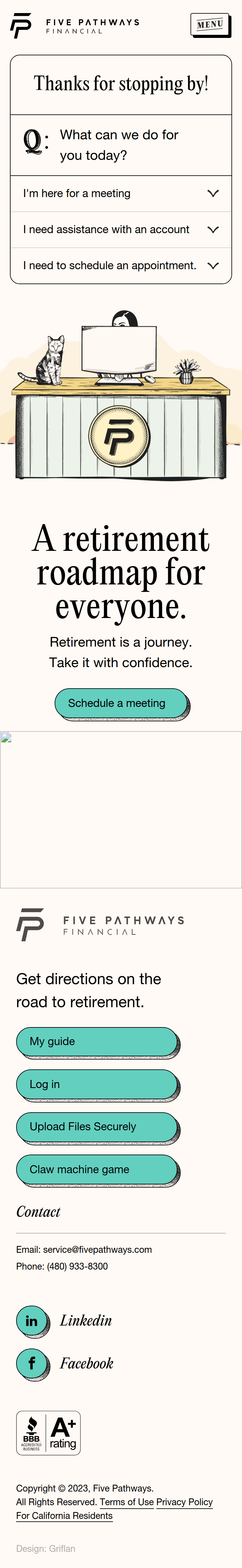 Virtual Office page of Five Pathways Financial, on a phone